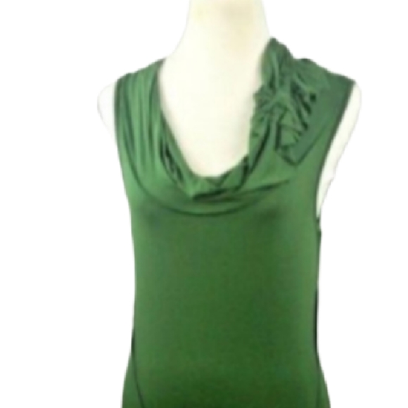 C. Keer Anthropologie Green Jersey Draped Neckline Size S Draped Sleeveless Top - Picture 7 of 7